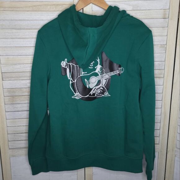 NWT True Religion Buddha Fleece Jacket Green Overlap Full Zip Hoodie Medium New - Picture 1 of 10